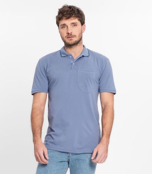 Polo Básica Com Gola Contrastante Select Azul