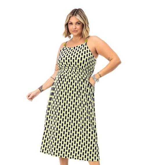 Vestido Midi De Alça Plus Size Secret Glam Verde