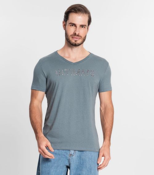 Camiseta Masculina Meia Malha Estampada Ultimato Cinza