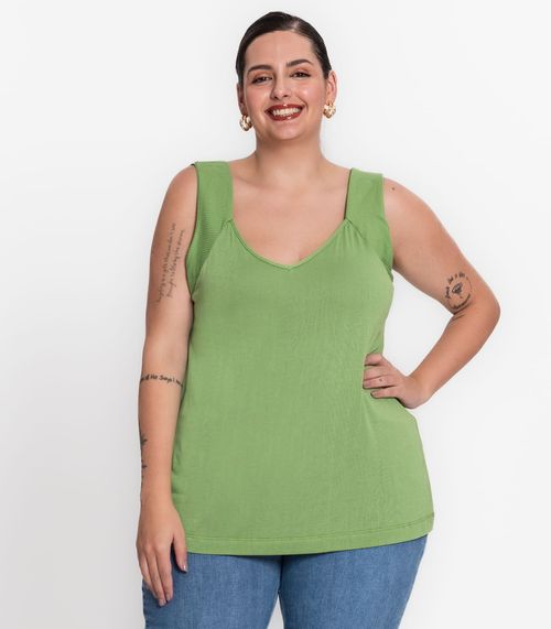 Regata Feminina Plus Size Visco Tricot Secret Glam Verde