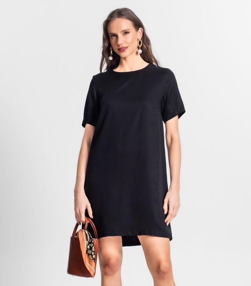 Vestido Curto De Viscose Sarjada Feminino Endless Preto