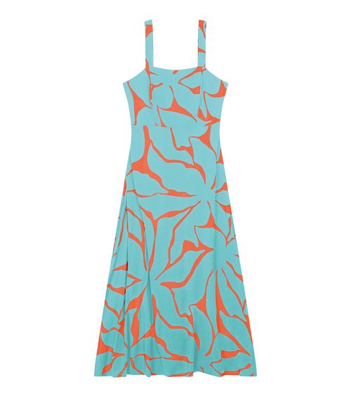 Vestido Midi Estampado Feminino Endless Azul