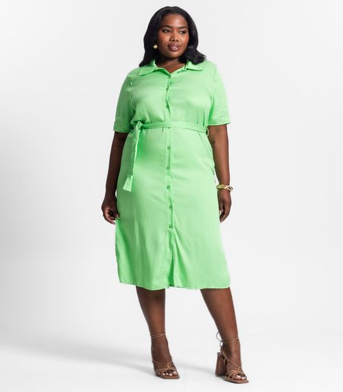 Vestido Chemise Midi Plus Size Secret Glam Verde