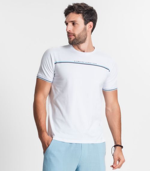 Camiseta De Cotton Leve Masculina Diametro Branco