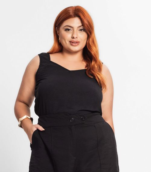 Regata Feminina Plus Size Secret Glam Preto