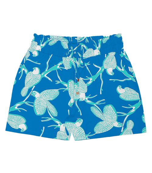 Shorts Feminino Estampa De Pássaros Rovitex Azul