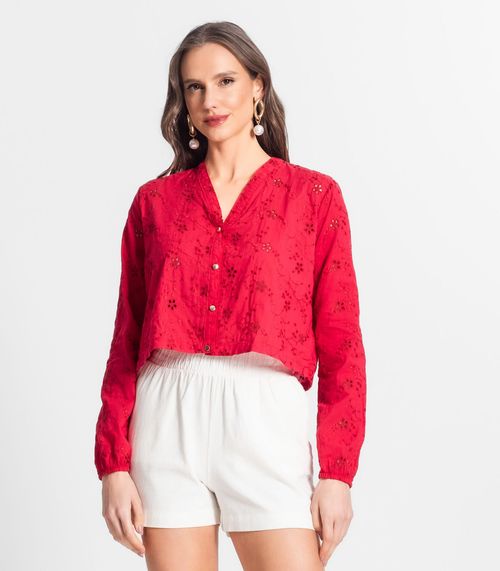 Camisa Feminina Manga Longa Em Laise Endless Vermelho