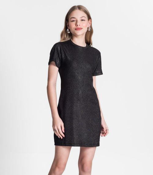 Vestido Juvenil Feminino Em Ribana Canelada Minty Preto