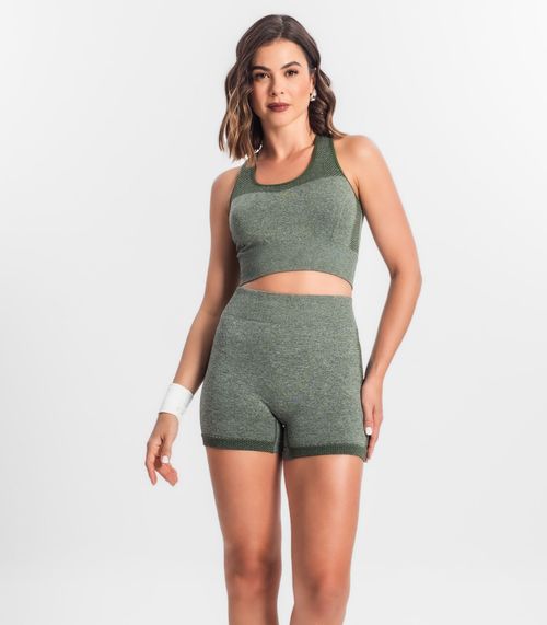 Shorts Fitness Cintura Alta Seamless Style Box Verde