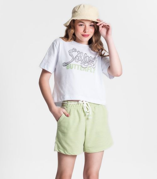 Shorts Juvenil Feminino Em Moletinho Minty Verde