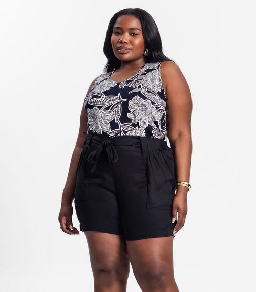 Bermuda Plus Size Feminina Secret Glam Preto