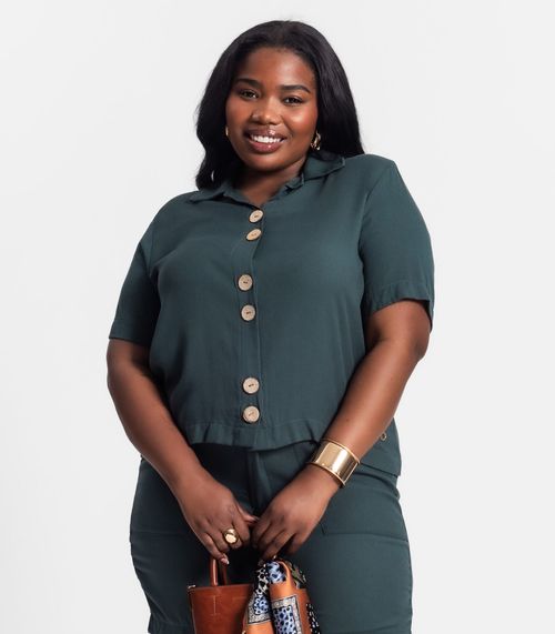 Camisa Feminina Plus Size Secret Glam Verde