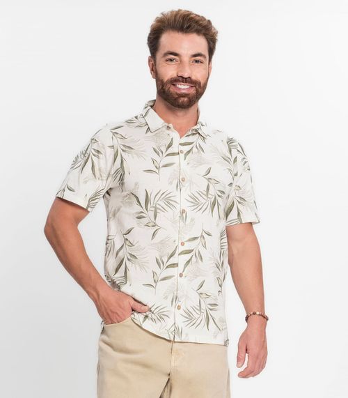 Camisa Masculina Estampada Diametro Bege