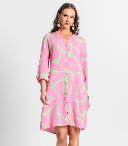 Vestido Chemise Estampado Feminino Endless Rosa