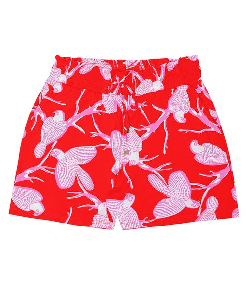 Shorts Feminino Estampa De Pássaros Rovitex Laranja