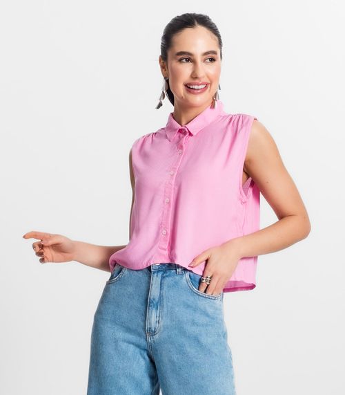 Camisa Feminina Regata Cropped Select Rosa