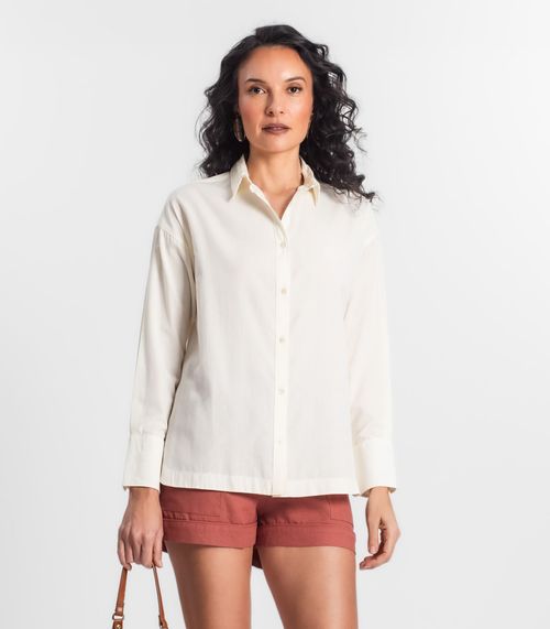 Camisa Feminina Oversized Manga Longa Select Bege