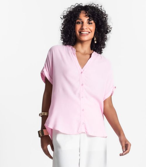 Camisa Feminina Gola Padre Manga Curta Select Rosa