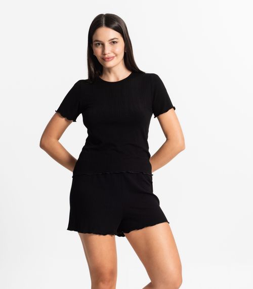 Pijama Feminino Canelado Select Preto