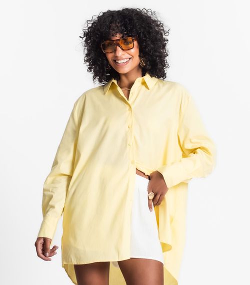 Camisa Feminina Oversized Manga Longa Select Amarelo