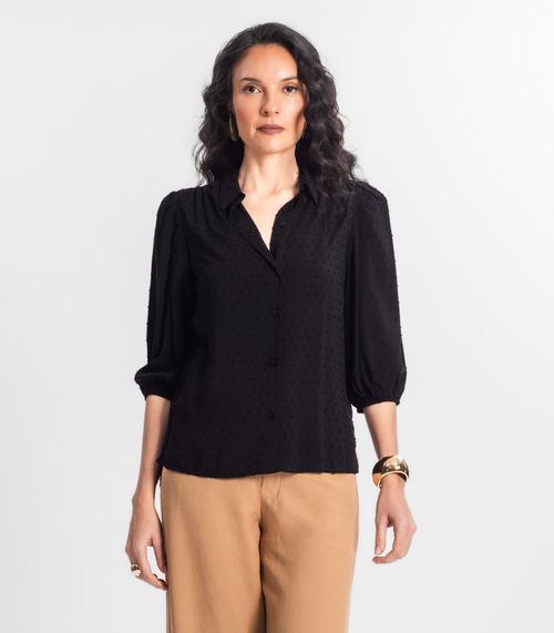 Camisa Feminina Viscose Texturizada Select Preto