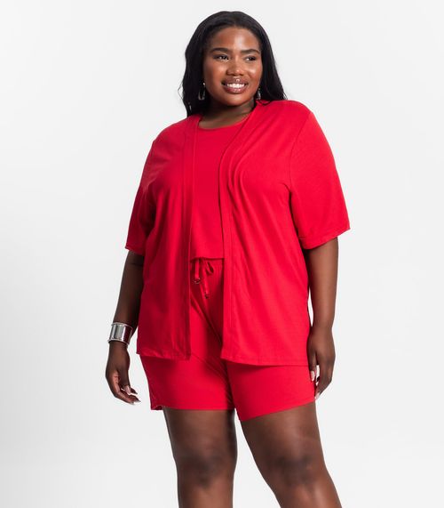 Conjunto Feminino Plus Size 3 Peças Secret Glam Vermelho