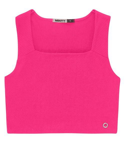 Regata Cropped Juvenil Em Ribana Canelada Minty Rosa