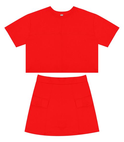 Conjunto Feminino Blusa Com Shorts Saia Rovitex Laranja