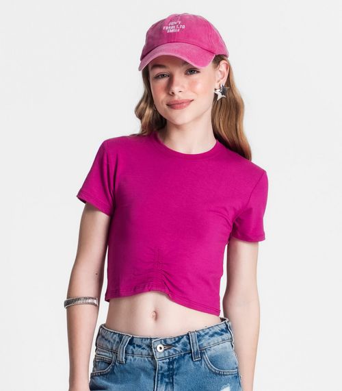 Blusa Manga Curta Juvenil Feminina Minty Rosa