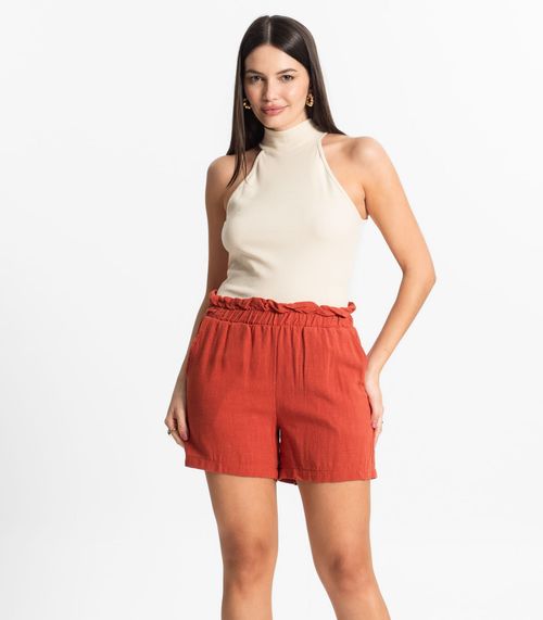 Shorts Feminino Linho Endless Laranja