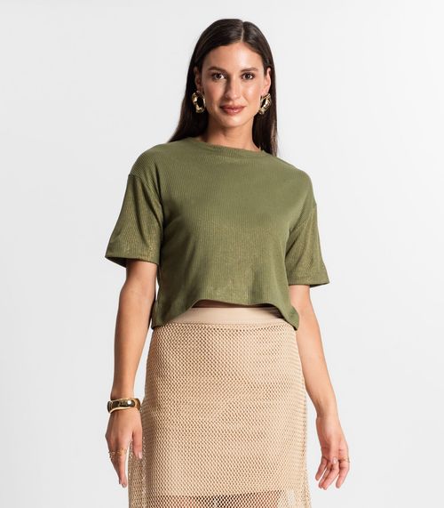 Blusa Feminina Em Ribana Canelada Rovitex Verde