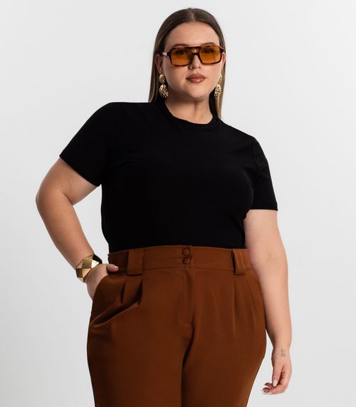 Blusa Feminina Plus Size Secret Glam Preto