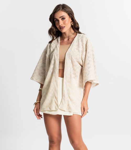 Kimono Feminino Em Tricot Endless Bege