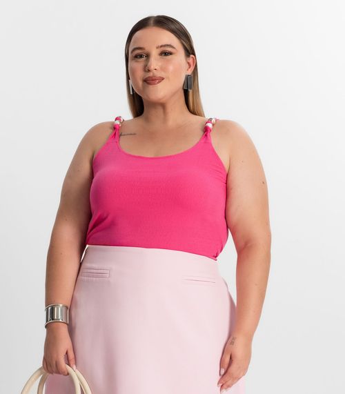 Blusa De Alça Plus Size Secret Glam Rosa