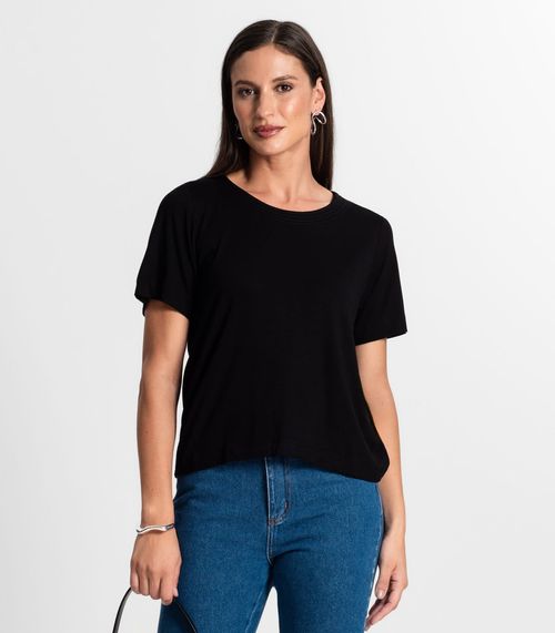 Blusa Feminina Manfa Curta Rovitex Preto