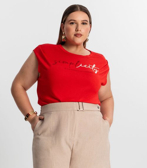 Camiseta Plus Size Feminina Secret Glam Laranja