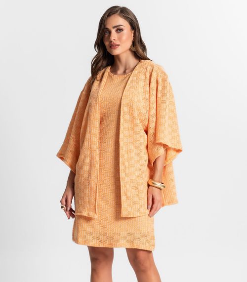 Kimono Feminino Em Tricot Endless Laranja