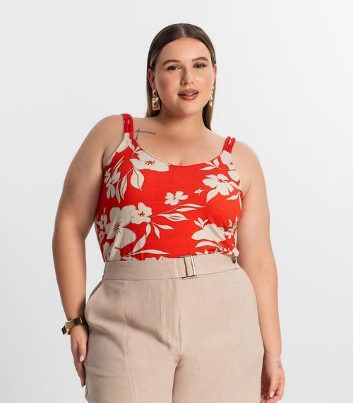 Blusa De Alça Plus Size Secret Glam Laranja