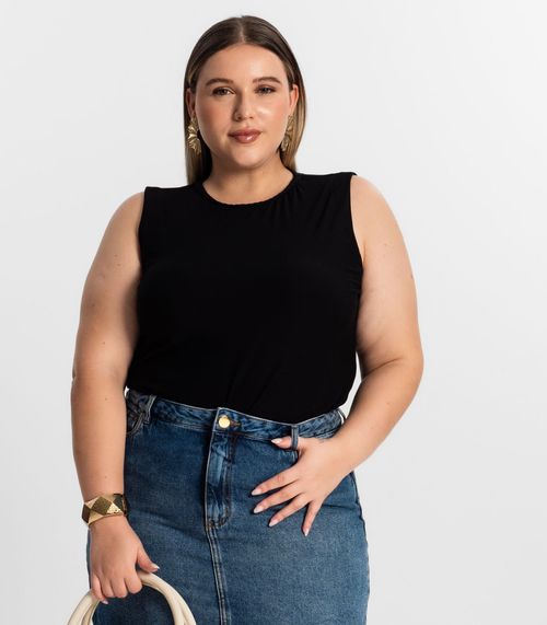 Regata Feminina Plus Size Secret Glam Preto