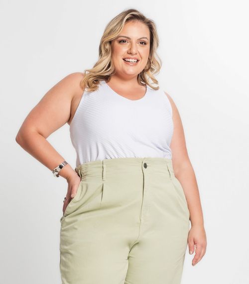 Regata Feminina Plus Size Secret Glam Branco