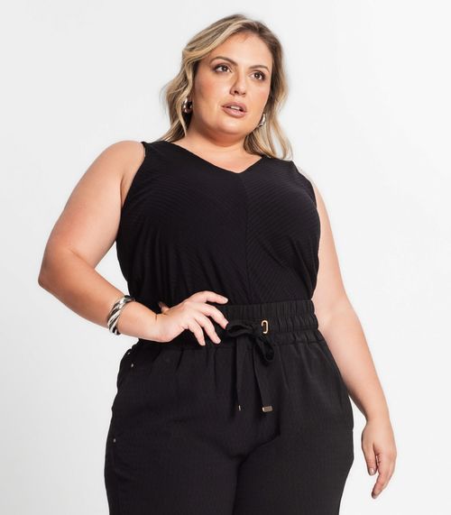 Regata Feminina Plus Size Secret Glam Preto