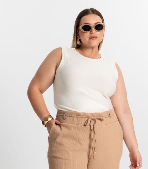 Regata Feminina Plus Size Secret Glam Bege