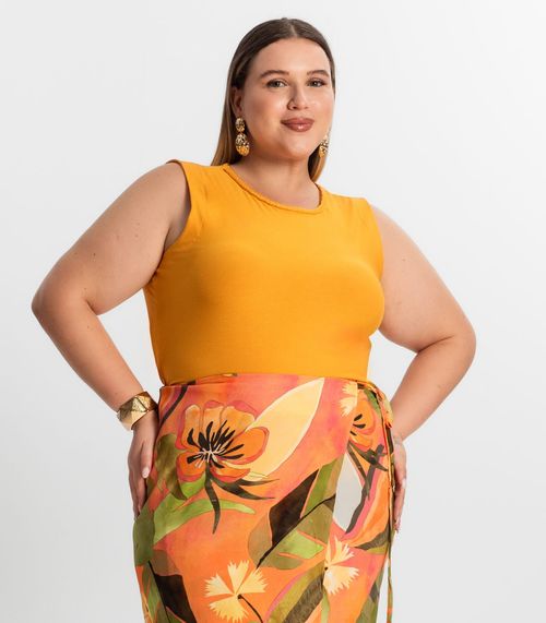 Regata Feminina Plus Size Secret Glam Amarelo