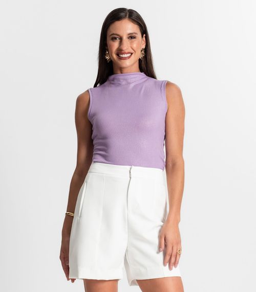 Regata Feminina Em Ribana Canelada Lurex Rovitex Roxo