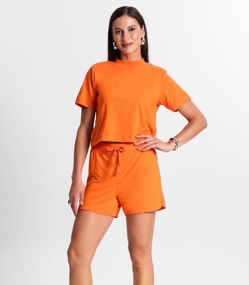 Shorts Feminino Em Molecotton Rovitex Laranja