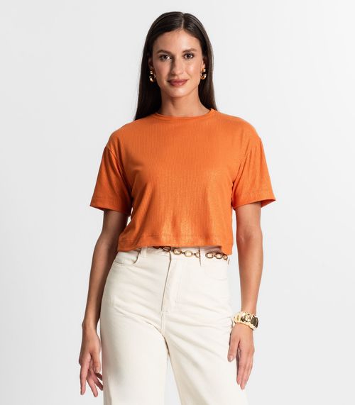 Blusa Feminina Em Ribana Canelada Rovitex Laranja