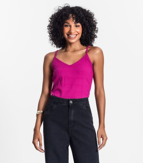 Blusa De Alça Feminina Ribana Canelada Rovitex Roxo