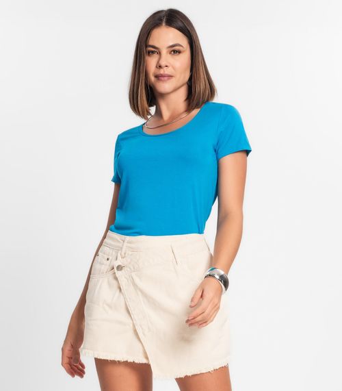 Blusa Feminina Básica Visco Tricot Rovitex Azul