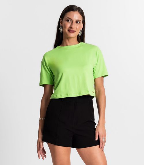 Blusa Cropped Manga Curta Rovitex Verde