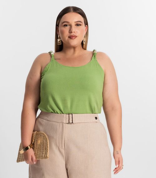 Blusa De Alça Plus Size Secret Glam Verde